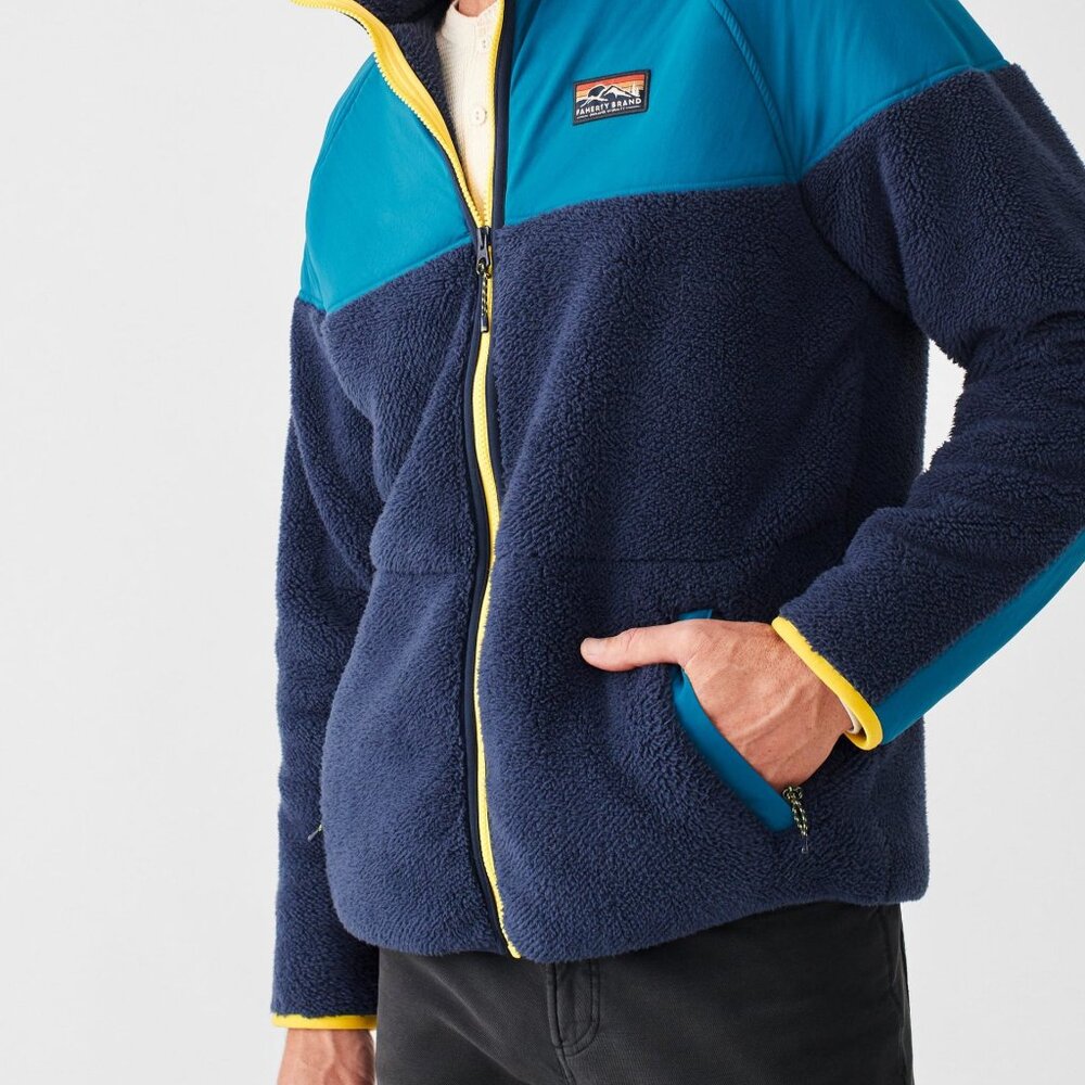 NWOT Faherty High Pile Fleece Vintage Full Zip Jacket  large